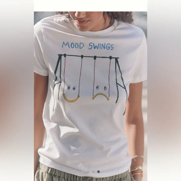 Anthropologie NWT 100% XS cotton Mood Swings tee by Unfortunate Portraits; cute! - Picture 1 of 16